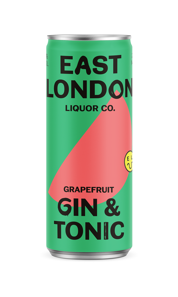 12 CANS OF EAST LONDON GRAPEFRUIT GIN & TONIC, 5% ABV