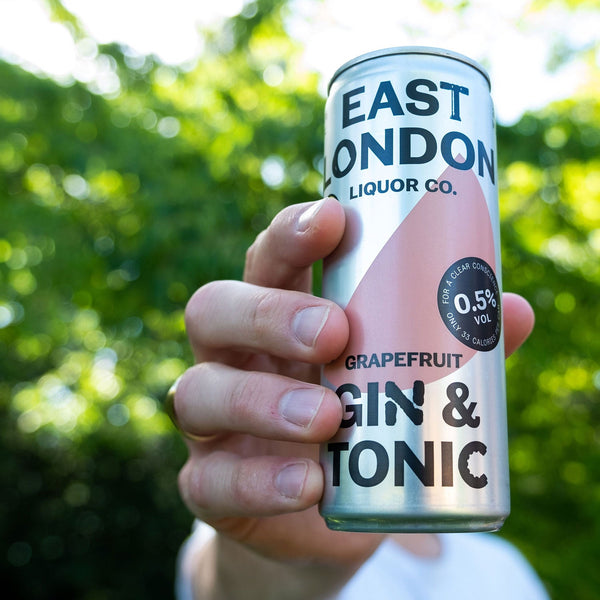 12 CANS OF EAST LONDON LOW-ALCOHOL GRAPEFRUIT GIN & TONIC, 0.5% ABV